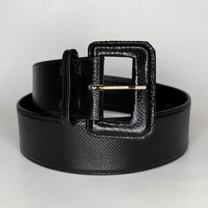 Vintage Oscar De La Renta Black Embossed Leather Belt
